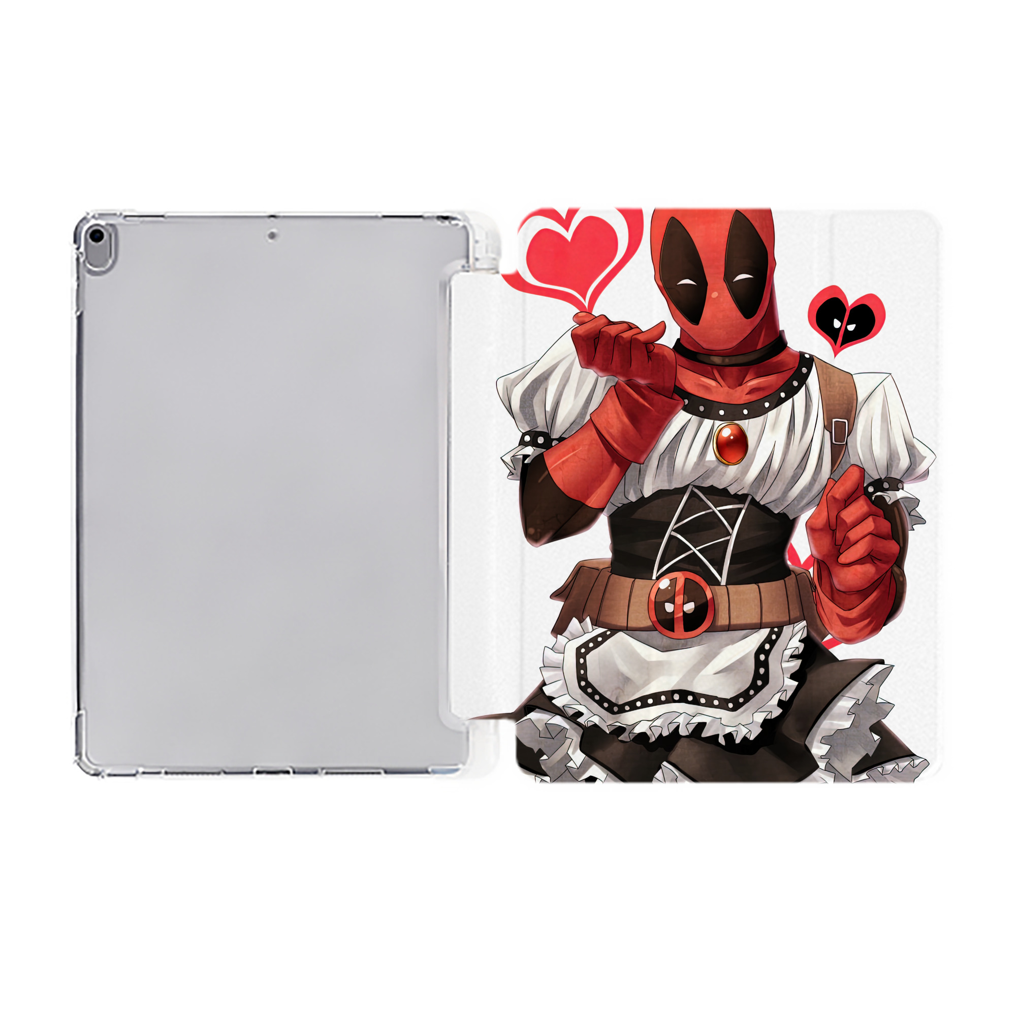 （画像用） Deadpool デッドプール IPad ケース ペン収納付き 三つ折りスタンド PUレザー×シリコン 対応機種9.5/10.5/10.9インチ